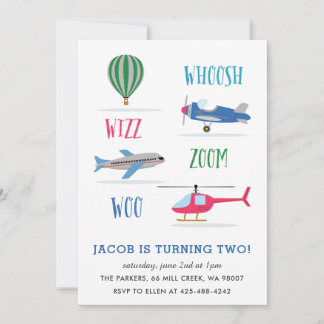 Woosh Vroom Woo Air Kid's Geburtstagsparty Einladung