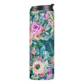 WOOT bunte tropische BlumenAquarell GEWOHNHEIT Thermosbecher (Nach links gedreht)