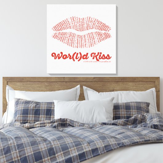 Wor(l)d Kiss Canvas Print Leinwanddruck (Insitu (Schlafzimmer))