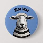 Wor Lass, Geordie pin, Stripy sheep, lamb Button (Vorderseite)