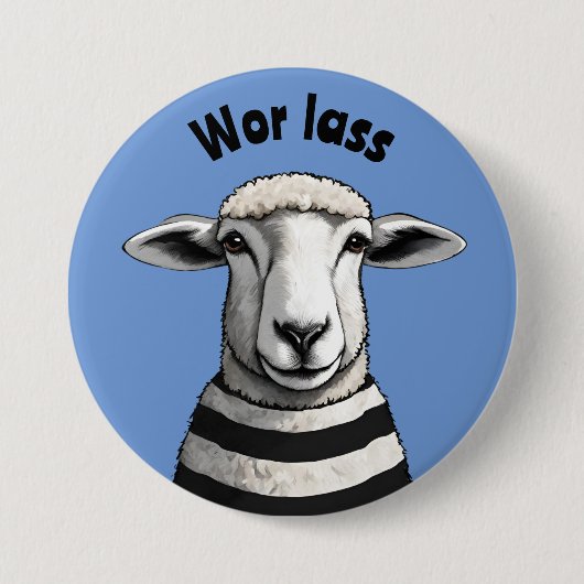 Wor Lass, Geordie pin, Stripy sheep, lamb Button (Vorderseite)