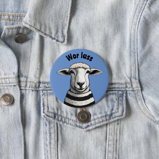 Wor Lass, Geordie pin, Stripy sheep, lamb Button (Beispiel)
