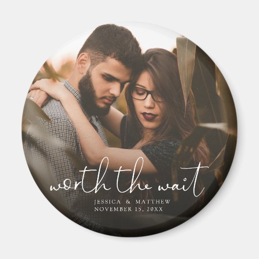 Woran sich das Wait Wedding Foto Script Modern Ove Magnet (Vorne)