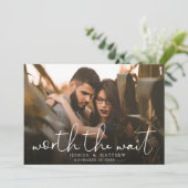 Woran sich das Wait Wedding Foto Script Modern Ove Save The Date (Stehend Vorderseite)