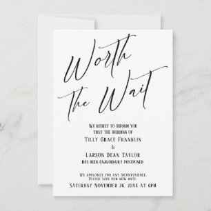 Worauf warten verschoben Hochzeitsankündigung Einladung