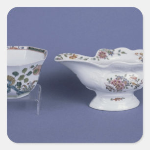 Worcester formten ovales Soßeboot und achteckiges Quadratischer Aufkleber