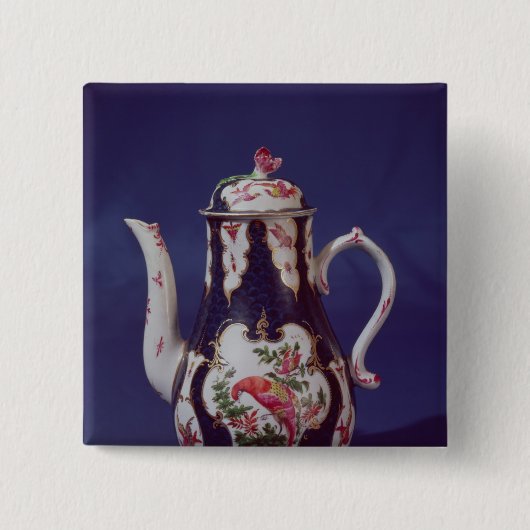 Worcester-Kaffeetopf, verziert mit Vögeln Button (Vorderseite)