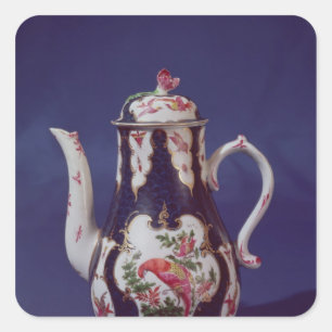 Worcester-Kaffeetopf, verziert mit Vögeln Quadratischer Aufkleber