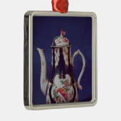 Worcester-Kaffeetopf, verziert mit Vögeln Silbernes Ornament (Rechts)
