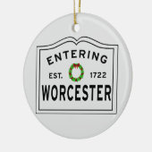 Worcester, MA Holiday Wreath Keramik Ornament (Links)