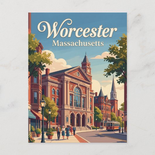 Worcester, Massachusetts Postkarte (Vorderseite)