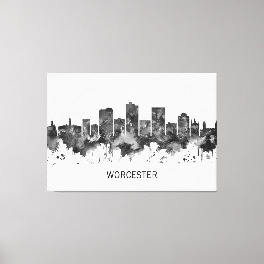 Worcester Massachusetts Skyline BW Leinwanddruck (Vorderseite)