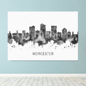 Worcester Massachusetts Skyline BW Leinwanddruck (Insitu (Holzboden))