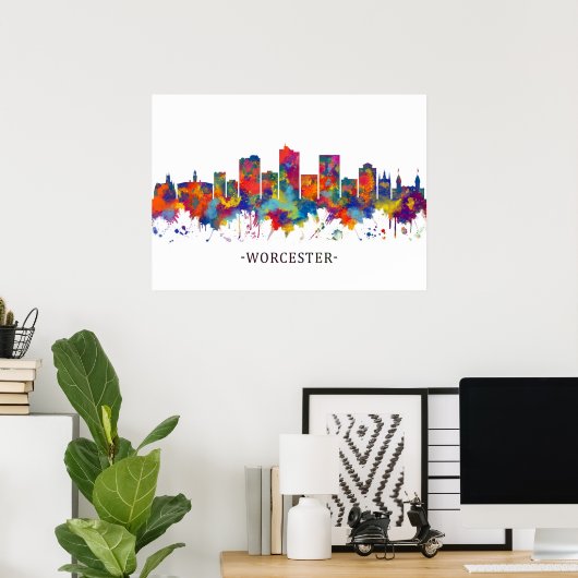 Worcester Massachusetts Skyline Poster (Heimbüro)