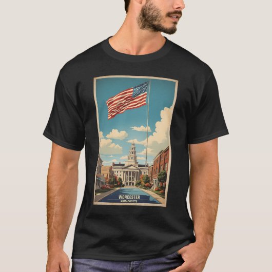 Worcester Massachusetts Usa Vintage Tourismus T-Shirt (Vorderseite)
