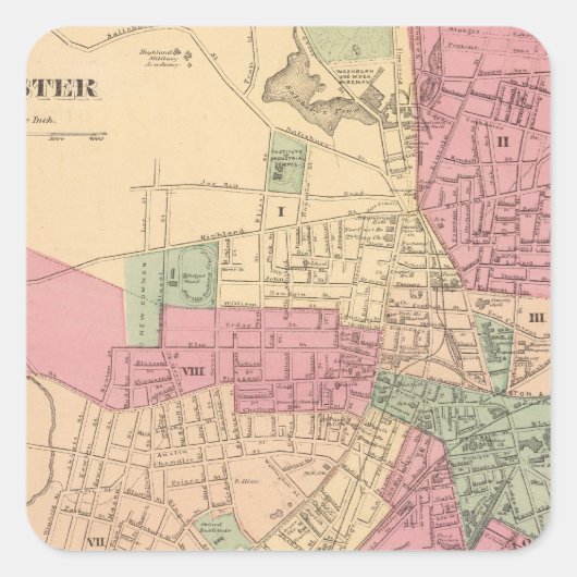 Worcester Quadratischer Aufkleber (Vorderseite)
