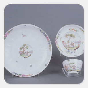 Worcester teabowl und Saucer und Teller Quadratischer Aufkleber