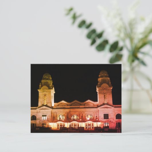 Worcester, Vintager Bahnhof MA Postkarte (Stehend Vorderseite)