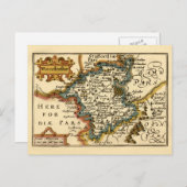 Worcestershire Landkreis Map, England Postkarte (Vorne/Hinten)