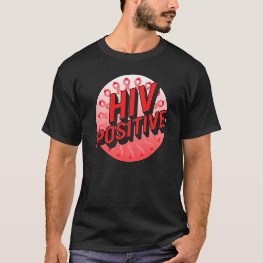 Word Aids Days HIV Positive Red Awareness Ribbon S T-Shirt (Vorderseite)