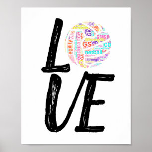 Word Art Ball Design Liebe Netball Poster