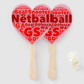Word Art Ball Design Netball Herz Fächer (Vorne und Hinten)