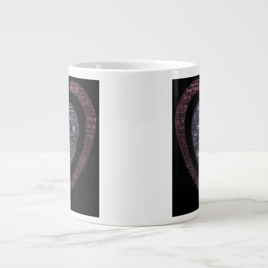 Word Art Black Valentine's Day Tasse (Vorderseite)