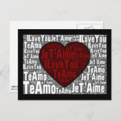 Word Art: "I Liebe You" 3 Sprachen - Rotes Herz Postkarte (Vorne/Hinten)