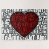 Word Art: "I Liebe You" 3 Sprachen - Rotes Herz Puzzle (Horizontal)