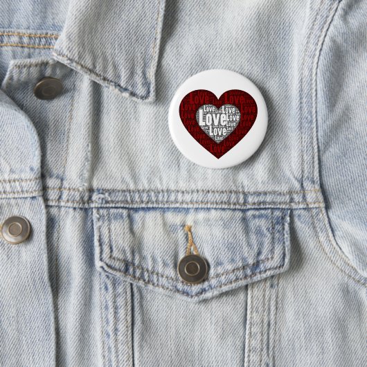 Word Art: Liebe im Doppelherz Button (Beispiel)