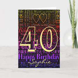 Word Art Personalisiert 40. Geburtstag Karte