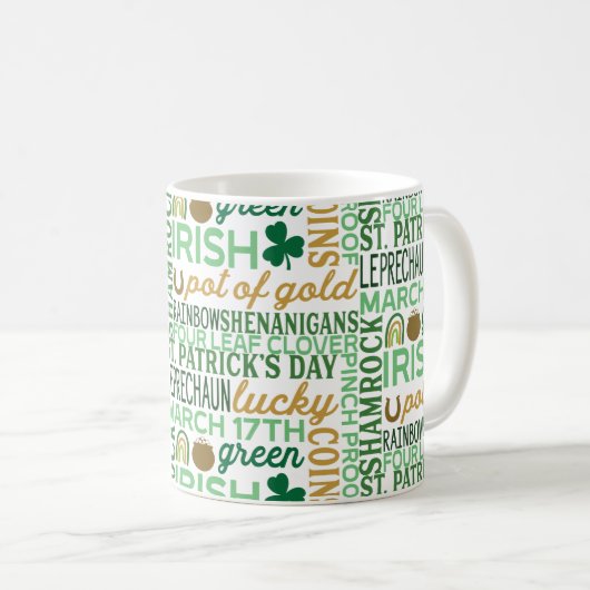 Word Art St Patrick's Day Kaffeetasse (VorderseiteRechts)