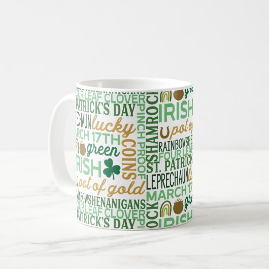 Word Art St Patrick's Day Kaffeetasse (Vorderseite Links)