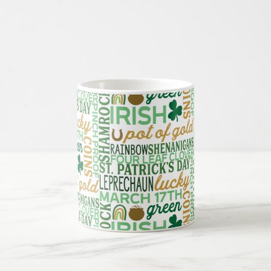 Word Art St Patrick's Day Kaffeetasse (Mittel)