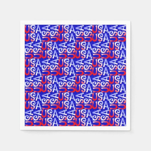 Word Art USA Text,Blue PAPER PARTY NAPKINS Serviette (Vorderseite)