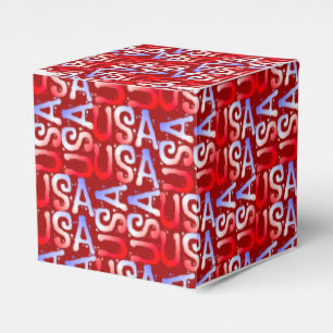Word Art USA Text, Red-GASTGESCHENK BOX, sq Geschenkschachtel