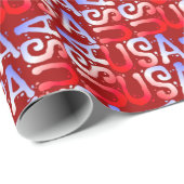 Word Art USA Text, Red Gift Wrapping Paper Geschenkpapier (Rolleneckpunkt)