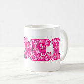 Word Art - Weihnachten Gemustert in Fuchsia Pink T Kaffeetasse (VorderseiteRechts)