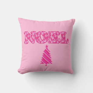 Word Art - Weihnachten Gemustert in Fuchsia Pink T Kissen