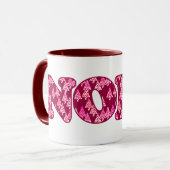 Word Art - Weihnachten Gemustert mit Bäumen in Bur Tasse (Vorderseite Links)