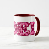 Word Art - Weihnachten Gemustert mit Bäumen in Bur Tasse (VorderseiteRechts)