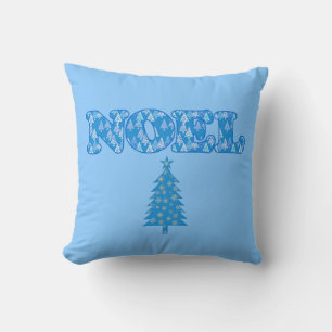Word Art - Weihnachten Gemustert mit Bäumen Light  Kissen