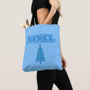 Word Art - Weihnachten Gemustert mit Bäumen Light Tasche