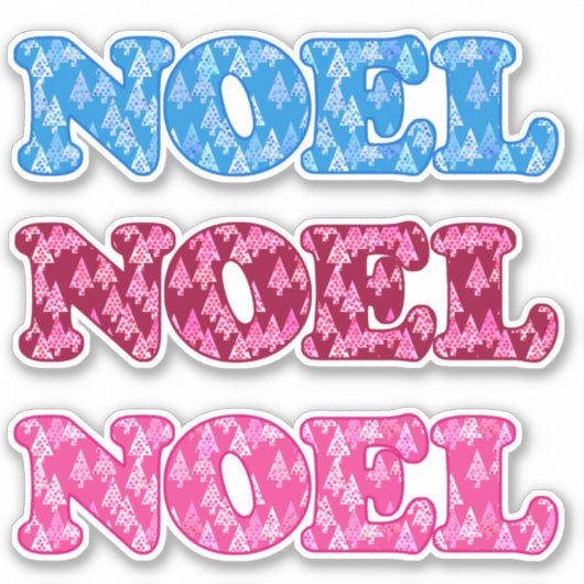 Word Art - Weihnachten Gemustert mit Weihnachtsbäu Aufkleber (Vorderseite)