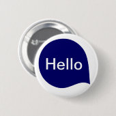 Word-Blase - Deep Navy Blue on White Button (Vorne & Hinten)