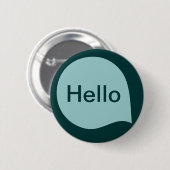 Word-Blase - Lt Blue Green auf Dk Moss Green Button (Vorne & Hinten)