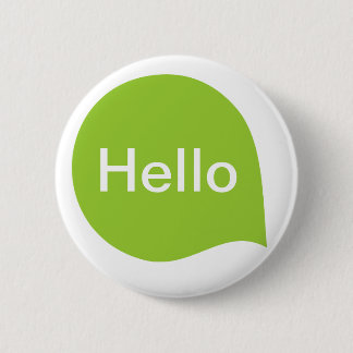 Word Bubble - Martian Green on White Button