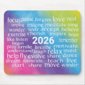 Word Cloud 2026 über Regenbogen Abstrakt Mousepad (Vorne)