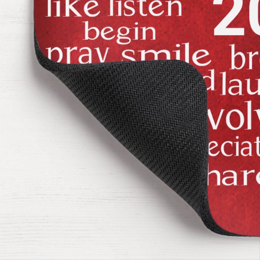 Word Cloud 2026 über rotes Leder Mousepad (Ecke)