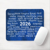 Word Cloud 2026 zu blauem Leder Mousepad (Mit Mouse)